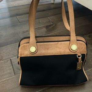 Vintage Dooney  and Bourke Cabriolet leather and black canvas shoulder bag